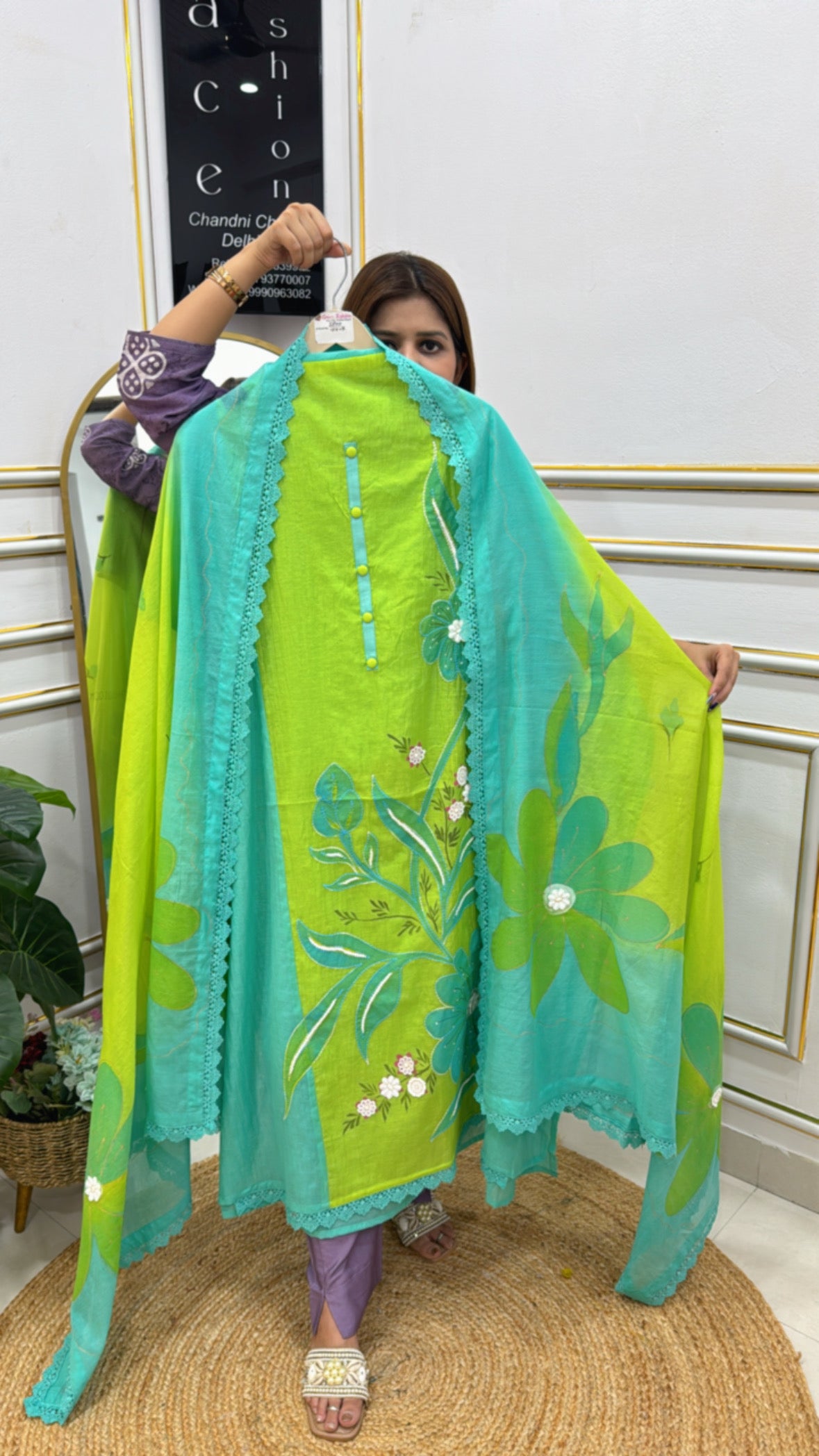 Elegant premium neonish cotton suits featuring vibrant colors and floral designs for a stylish look